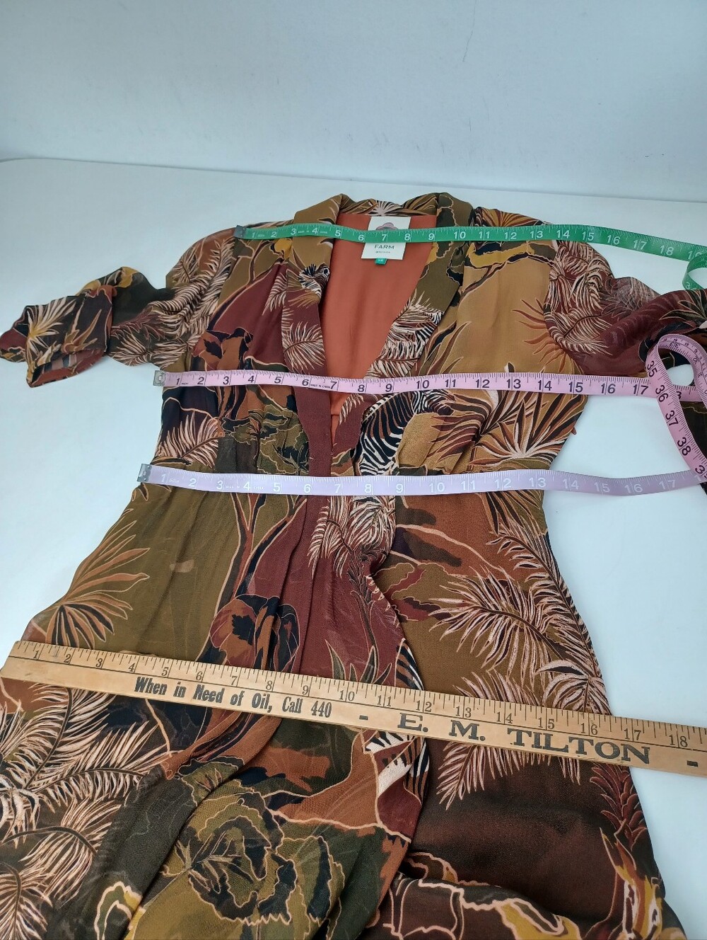 Farm Rio Savana Dream Maxi Dress Size XS Women Long Sleeve Viscose V Neck Boho - Picture 14 of 16